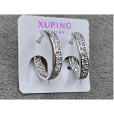 Сережки Xuping 3 мм висота 15 мм круглий замок родій