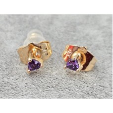 Гвоздики M&L Xuping сердце с аметистовым стразом 3 мм цвет 18к