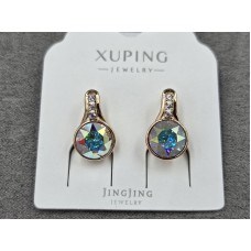 Сережки Xuping 10 мм висота 17 мм англійський замок колір 18к