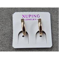 Сережки Xuping 2 мм висота 11 мм круглий замок колір 18к