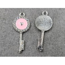 Підвіска ключ 13*31 мм рожевий ємальований