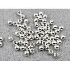 Бусины шарики 3 мм цвет серебро 100 штук (гиппоаллергенный сплав)