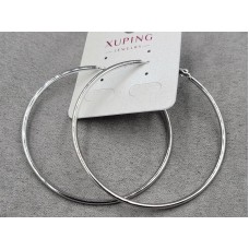 Серьги кольца M&L Xuping 2 мм д. 60 мм родий