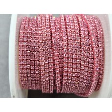 Стразовая цепь ss4 (1,5 мм) светло-розовая в однотонном металле 10 ярдов S-29 (light rose)