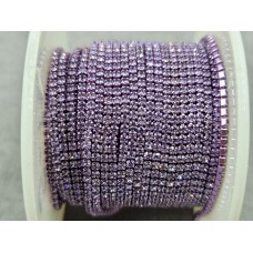 Стразовая цепь ss4 (1,5 мм) сиреневая в однотонном металле 10 ярдов S-11 (violet)