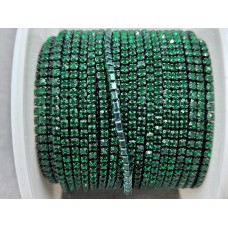 Стразовая цепь ss4 (1,5 мм) изумрудная в однотонном металле 10 ярдов S-19 (emerald)