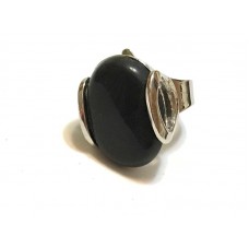 Кольцо "Овал" из черного агата 